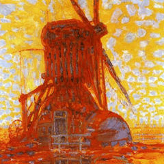 reproductie Molen bij zonlicht van Piet Mondriaan